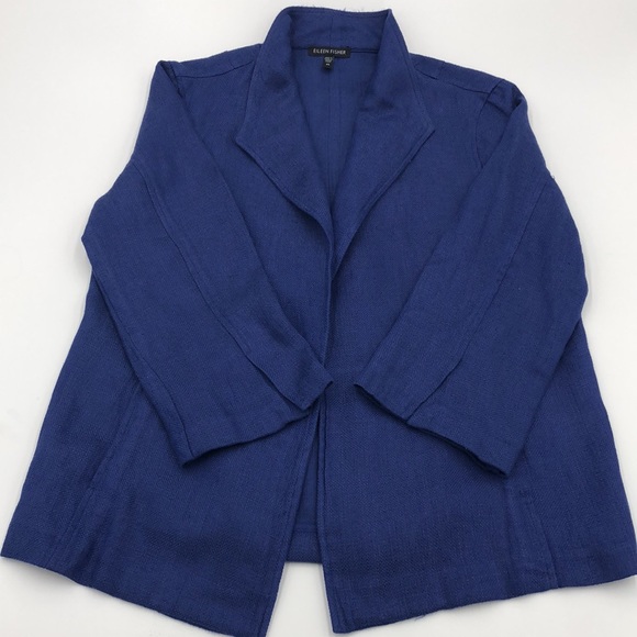 Eileen Fisher Open Front Linen Blend Jacket - Picture 5 of 7
